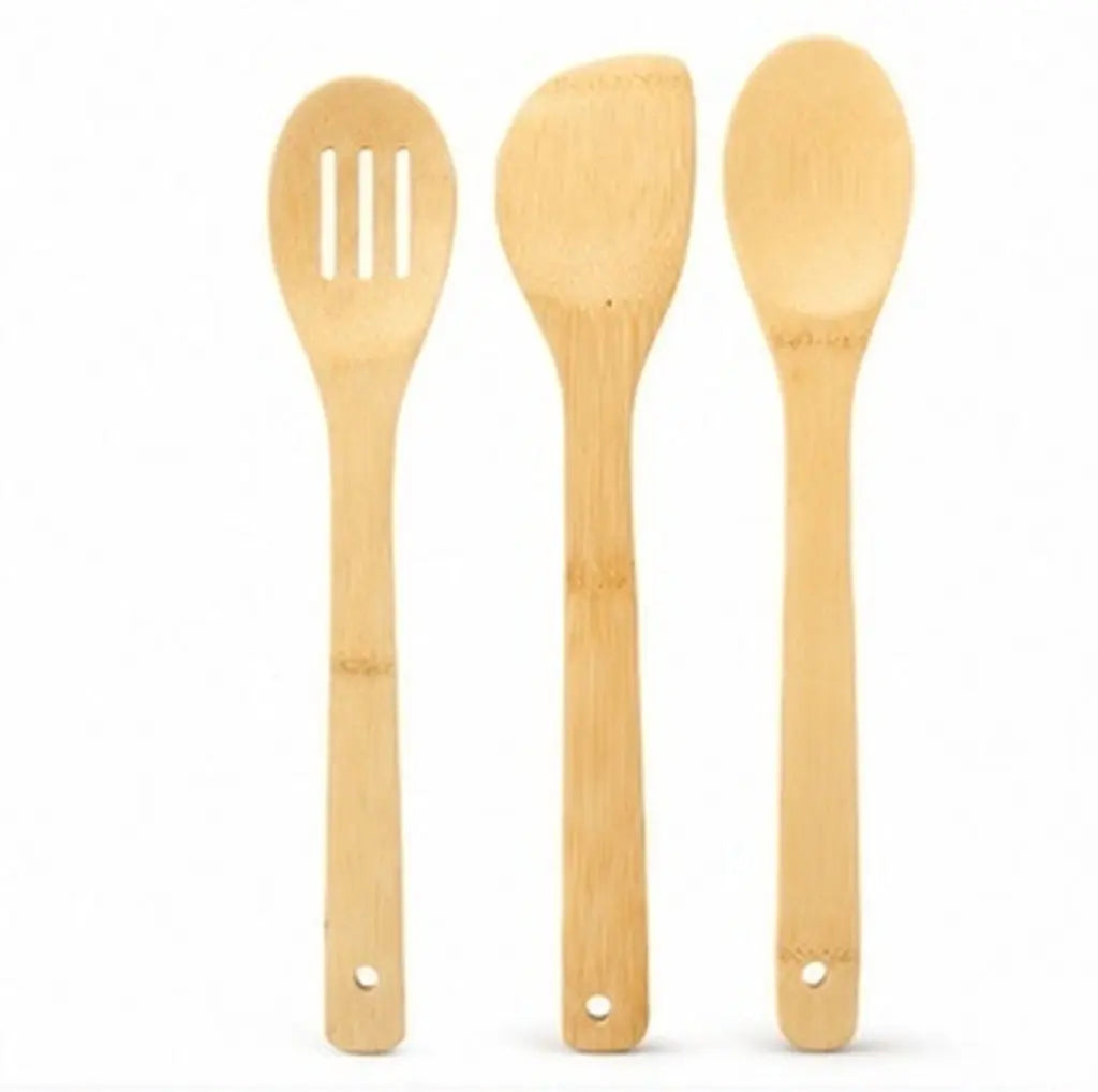 ROSENICE 3-Pc Bamboo Spatula Set – Non-Scratch Long Handle Bamboo Spatula Set SWANS