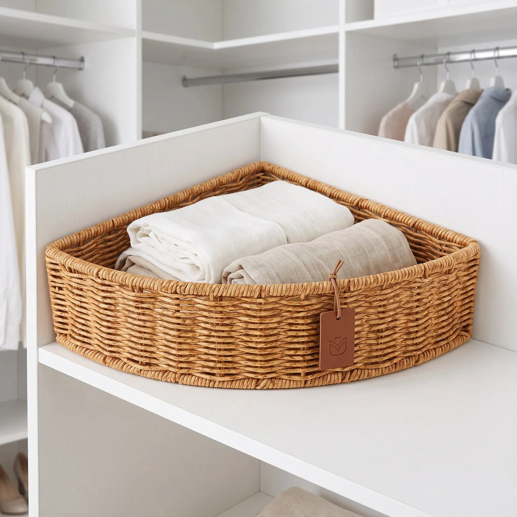 2-Pack Triangle Corner Storage Baskets – Bathroom & Kitchen Organizer Corner Storage Basket SWANS