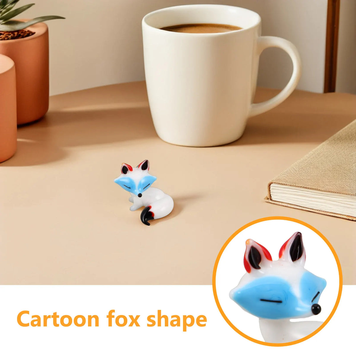 2-Pack Glass Fox Figurines – Handcrafted Cartoon Sculpture Decor Glass Animal Figurine SWANS