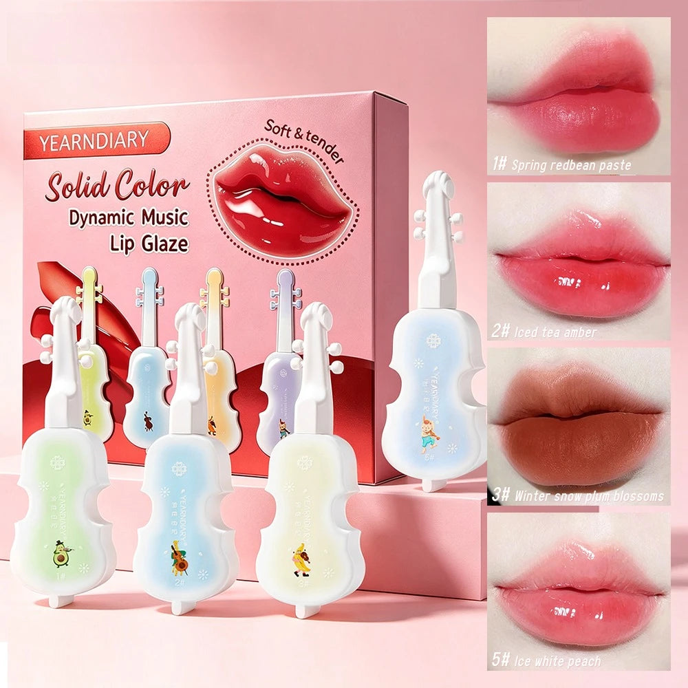 Violin Shape Lip Gloss Set – 4 Pcs Moisturizing Lip Glaze Lip Gloss Set SWANS