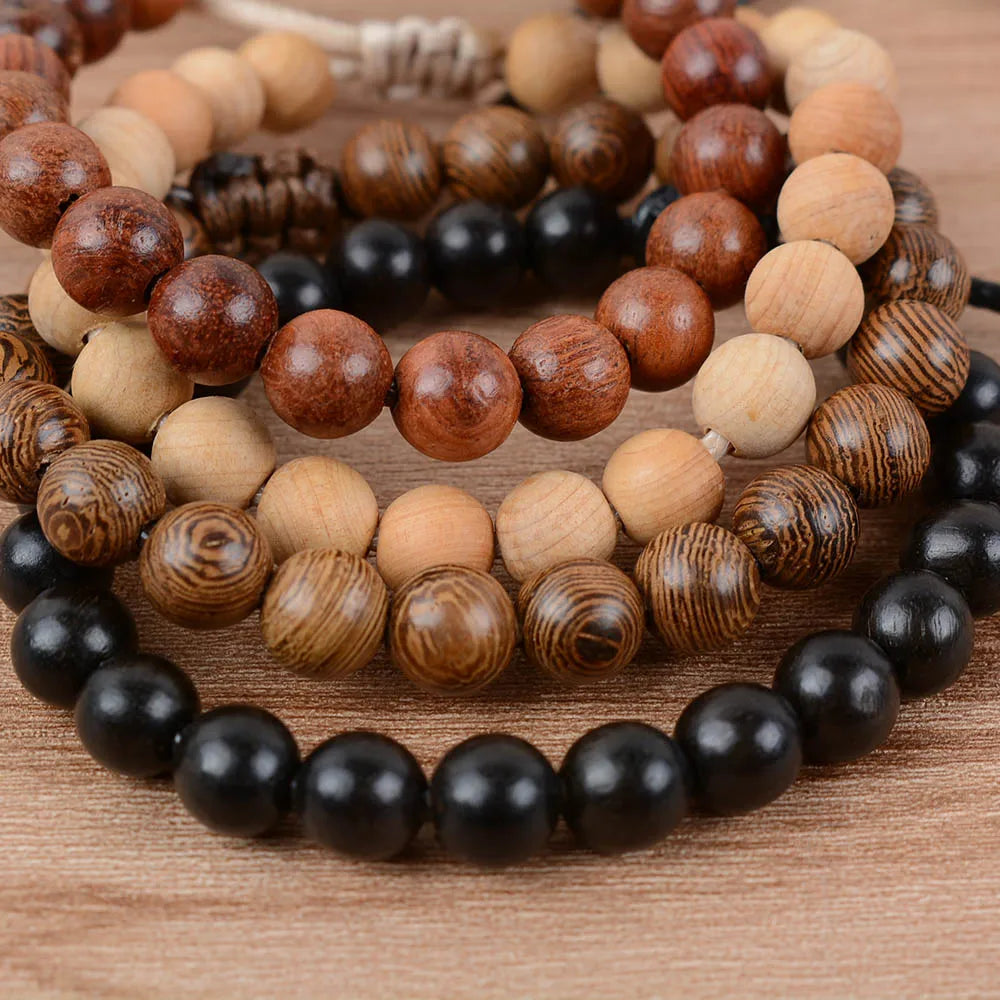 Vintage 8MM Wooden Bead Bracelet – Unisex Meditation Charm Wooden Bead Bracelet SWANS