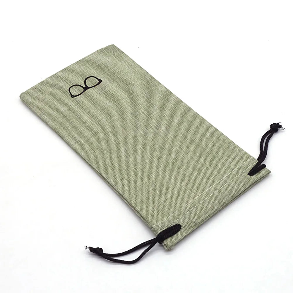 Soft Linen Glasses Case – Dustproof Drawstring Pouch for Travel Eyewear Pouch Case SWANS Green