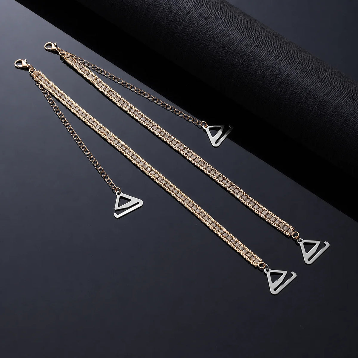 Rhinestone & Pearl Adjustable Decorative Bra Straps for Women Decorative Bra Straps SWANS X467-2 One Size