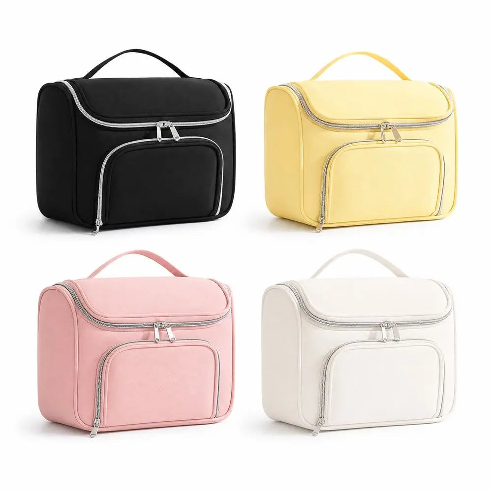 Multi-Compartment Travel Makeup Bag | Zipper Cosmetic Organizer Cosmetic Organizer Bag SWANS