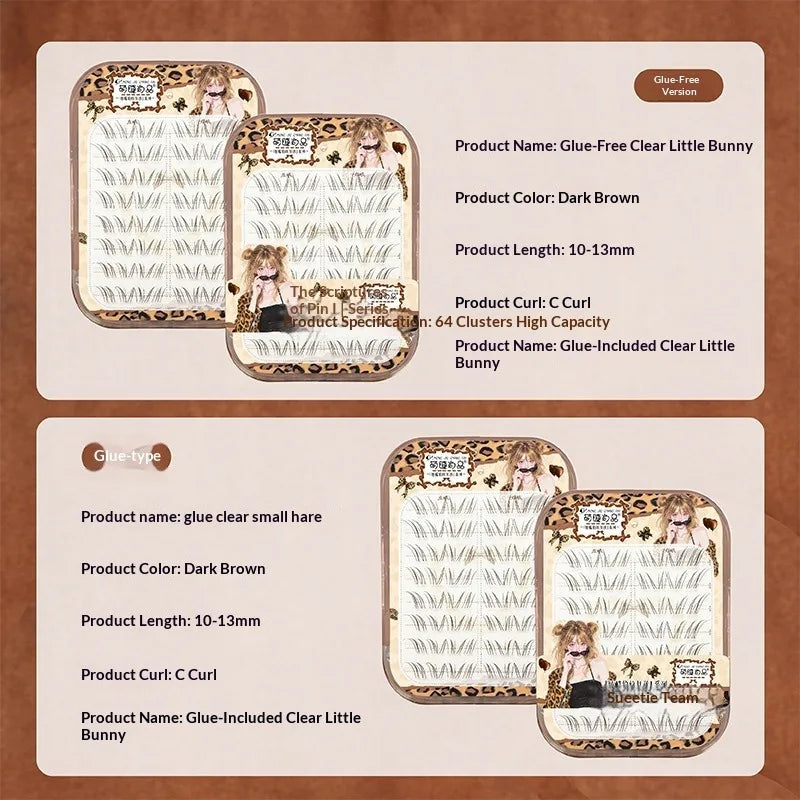Self-Adhesive False Eyelashes Dark Brown Wispy Manga Look False Eyelashes SWANS