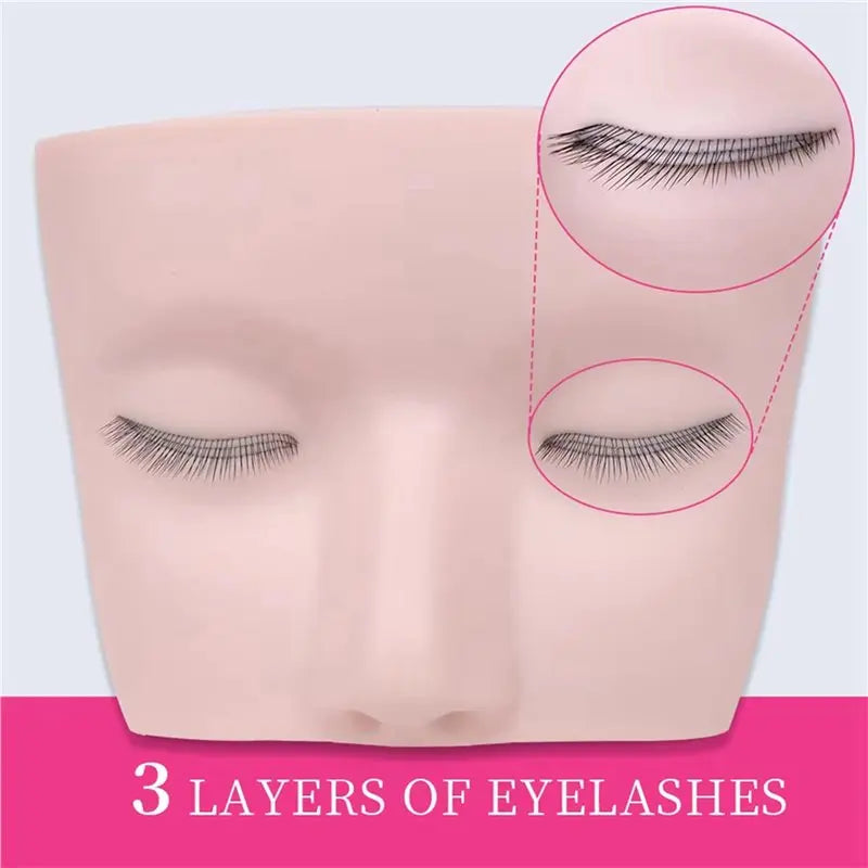 3-Layer Eyelash Extension Mannequin Head Practice Tool – 5-Pack Lash Training Mannequin SWANS