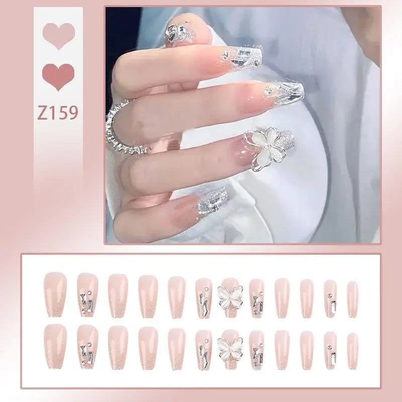 Press-On French Tip Acrylic Nails – 24pc Short Fake Nail Set