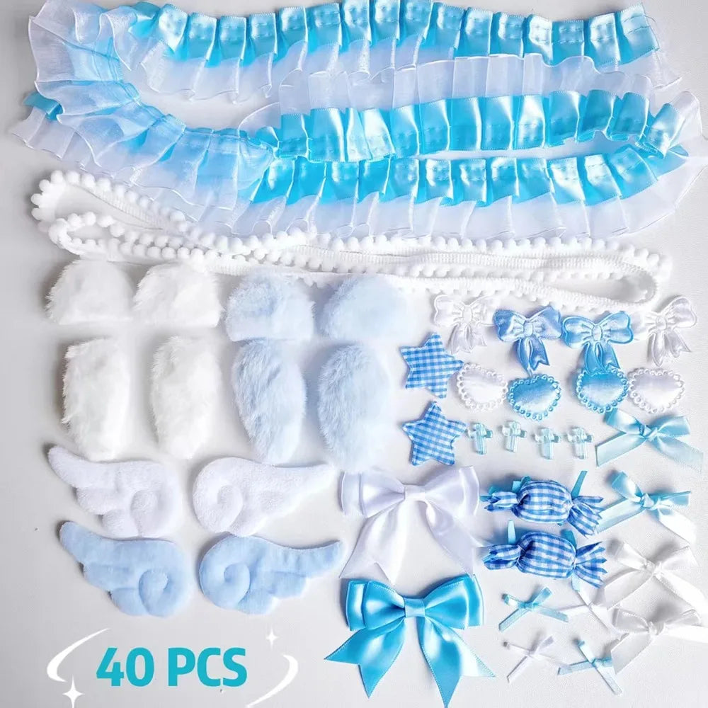 40-Piece Handmade Ear DIY Craft Material Set – Colorful Pack DIY Craft Kit SWANS blue