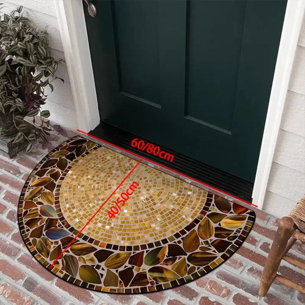 Semi-Circular Non-Slip Door Mat – Ethnic Style Entrance Rug Door Mat SWANS