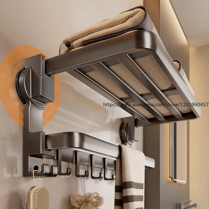 SWANS No-Drill Suction Cup Towel Rack – Double Bar & Hook Bathroom Towel Rack SWANS