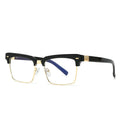 TOYEARN Square Punk Rivet Sunglasses UV400 Metal Frame Fashion Sunglasses SWANS Black Clear