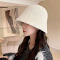 Women's Winter Knit Bucket Hat – Foldable Wide Brim Warm Cap Knit Bucket Hat SWANS white One Size