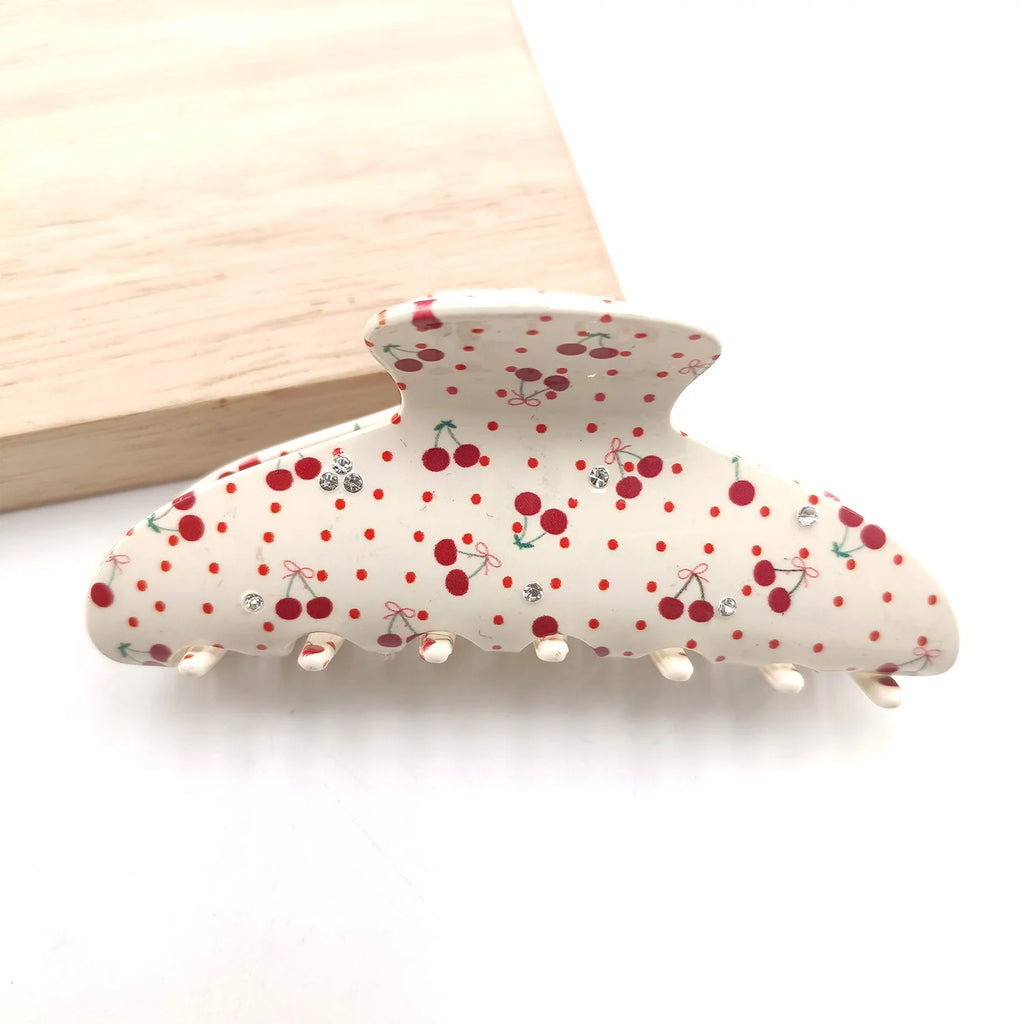 Large 11CM Floral Hair Claw Clip – Colorful Acetate Shark Clip Hair Claw Clip SWANS Red