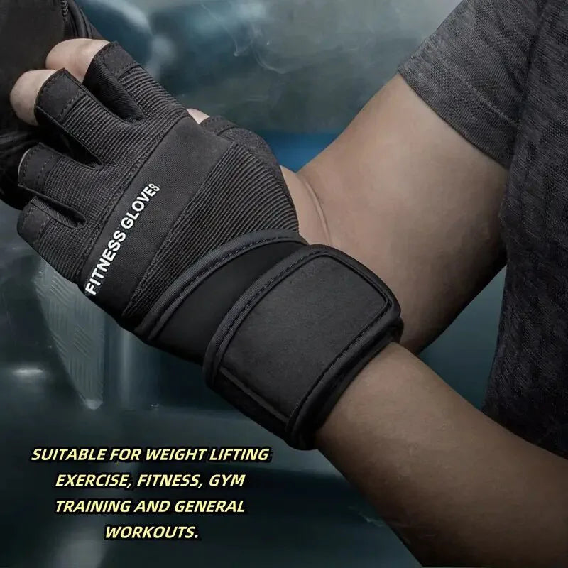 Half-Finger Gym Gloves with Wrist Wrap – Men & Women Fitness Gym Gloves SWANS