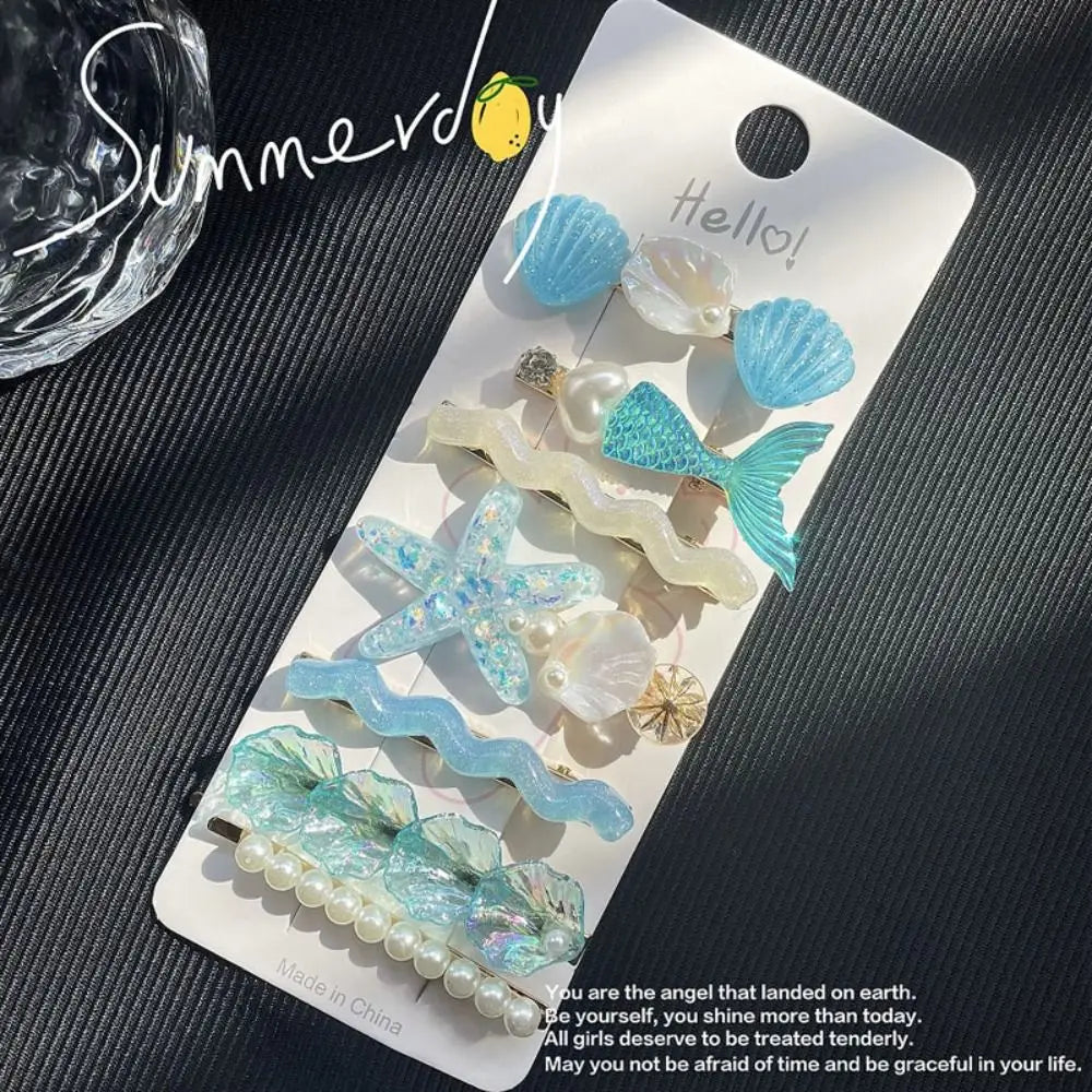 5-Pack Ocean Shell & Starfish Hair Clips – Girls Barrettes Girls Hair Clips SWANS