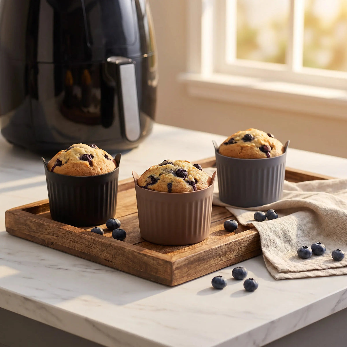 SWANS 6-Pack Silicone Muffin Molds – Air Fryer Baking Cups Silicone Baking Molds SWANS