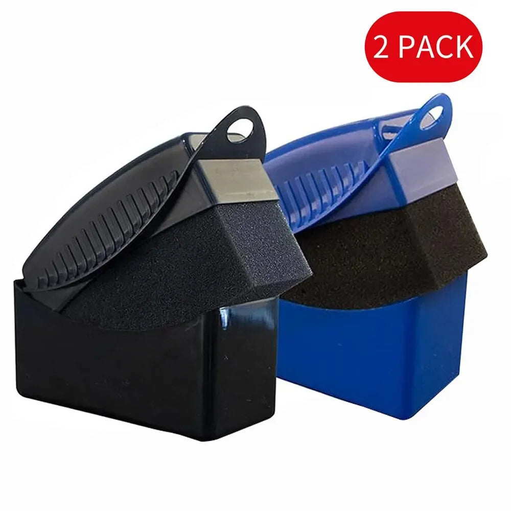 2-Piece Car Tire Wax Applicator Sponge Pad Set – Wheel Shine Tire Detailing Sponge SWANS Black and Blue