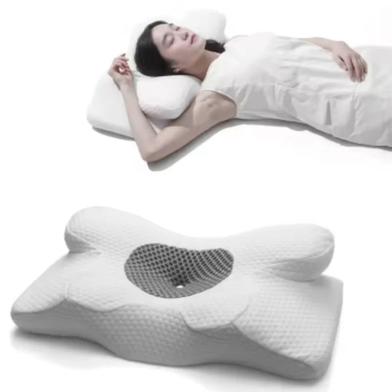 SWANS Memory Foam Contour Neck Pillow – 100% Cotton Cover Memory Foam Pillow SWANS