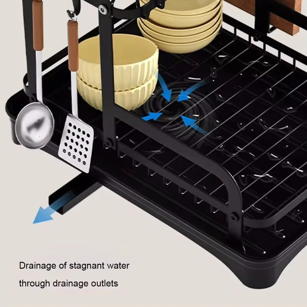 SWANS 2-Tier Dish Drying Rack with Drain Basket & Organizer Dish Drying Rack SWANS