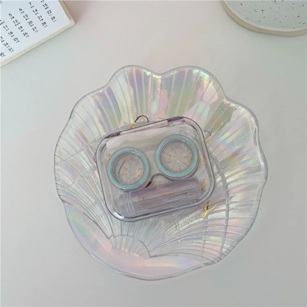 Transparent Contact Lens Case with Mirror, Tweezers & Bottle Contact Lens Case SWANS Style 1