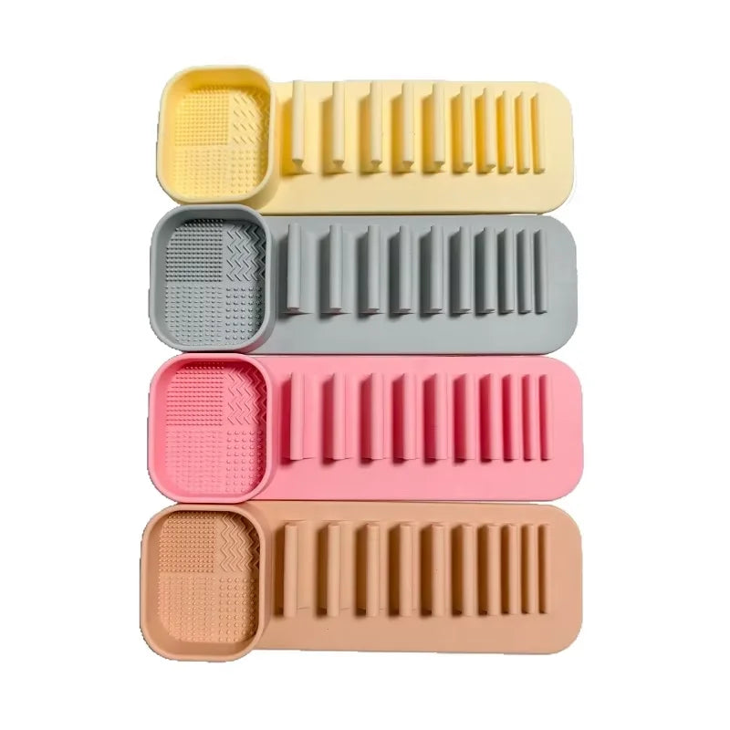 SWANS Makeup Brush Cleaner Sponge & Storage Rack Holder Set Brush Storage Organizer SWANS
