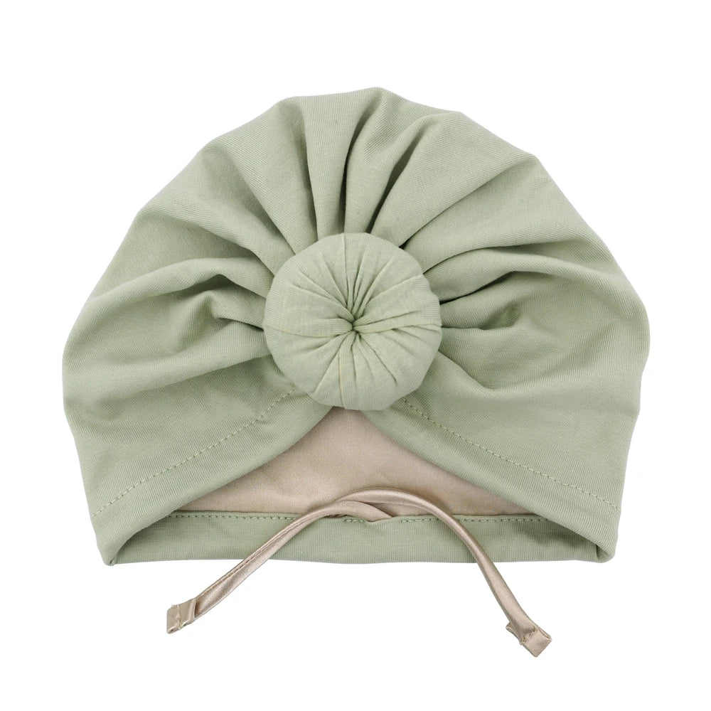 Satin Lined Baby Turban Hat – Infant Toddler Beanie Unisex Baby Turban Hat SWANS Cott Seafoam M (6-18Month)