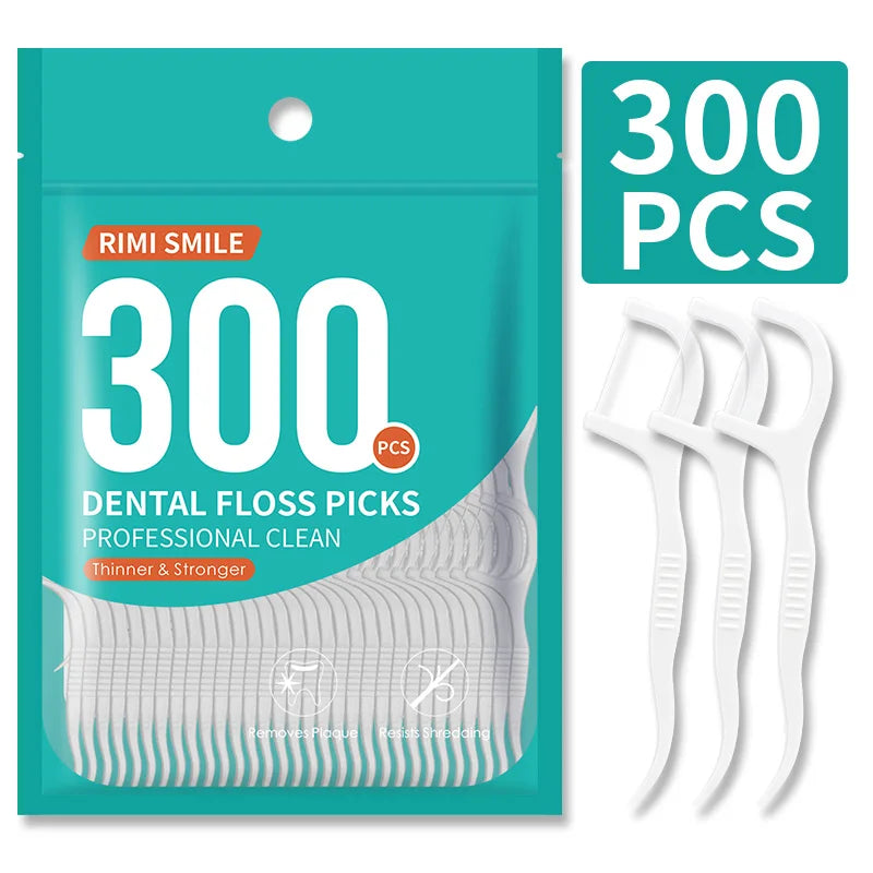SWANS 300-Pack Disposable Dental Floss Picks – Smooth & Easy Dental Floss Picks SWANS