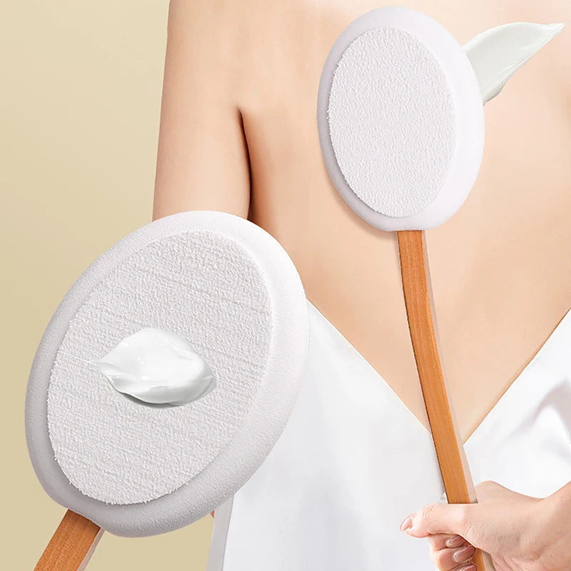 Long Handle Lotion Applicator & Body Brush – Wood & EVA Body Brush Applicator SWANS