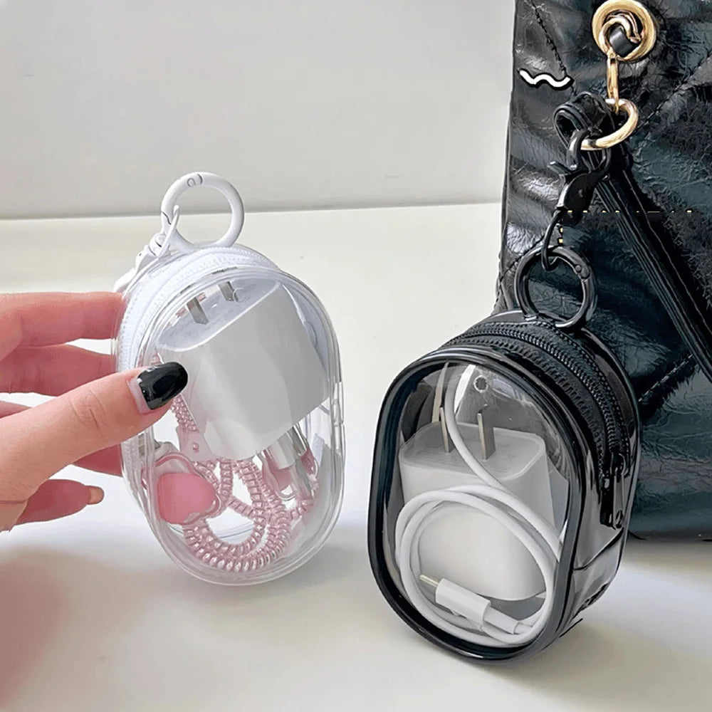 Transparent Zipper Pouch – Jewelry, Coin & Cable Organizer Transparent Zipper Pouch SWANS