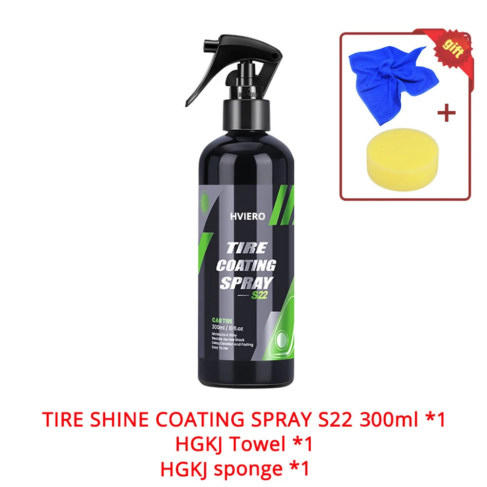HVIERO S22 Tire Shine Coating Spray – Hydrophobic Sealant Wax Tire Shine Spray SWANS 300ml