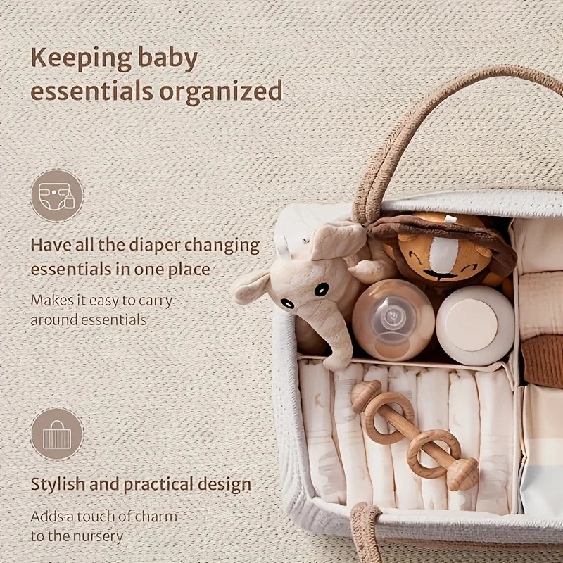 Cotton Rope Diaper Caddy Organizer – Large Baby Nursery Basket Diaper Caddy Organizer SWANS