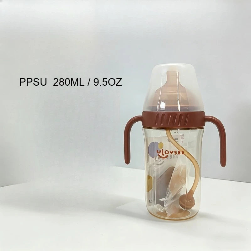PPSU Baby Bottle Gravity Ball Straw Wide Neck Leakproof Cup Baby Training Bottle SWANS 280ml 1
