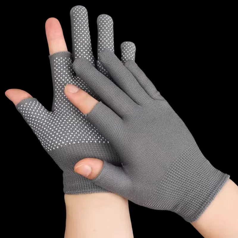 GAFASTWO Touchscreen Half Finger Nylon Gloves – Unisex Fingerless Sport Gloves SWANS Gray 1 Pair