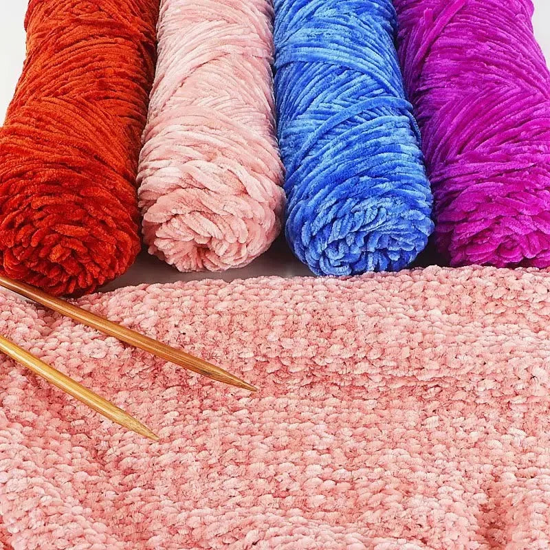 Thick Chenille Velvet Yarn 100g – Soft Plush Crochet & Knit Yarn Craft Yarn SWANS