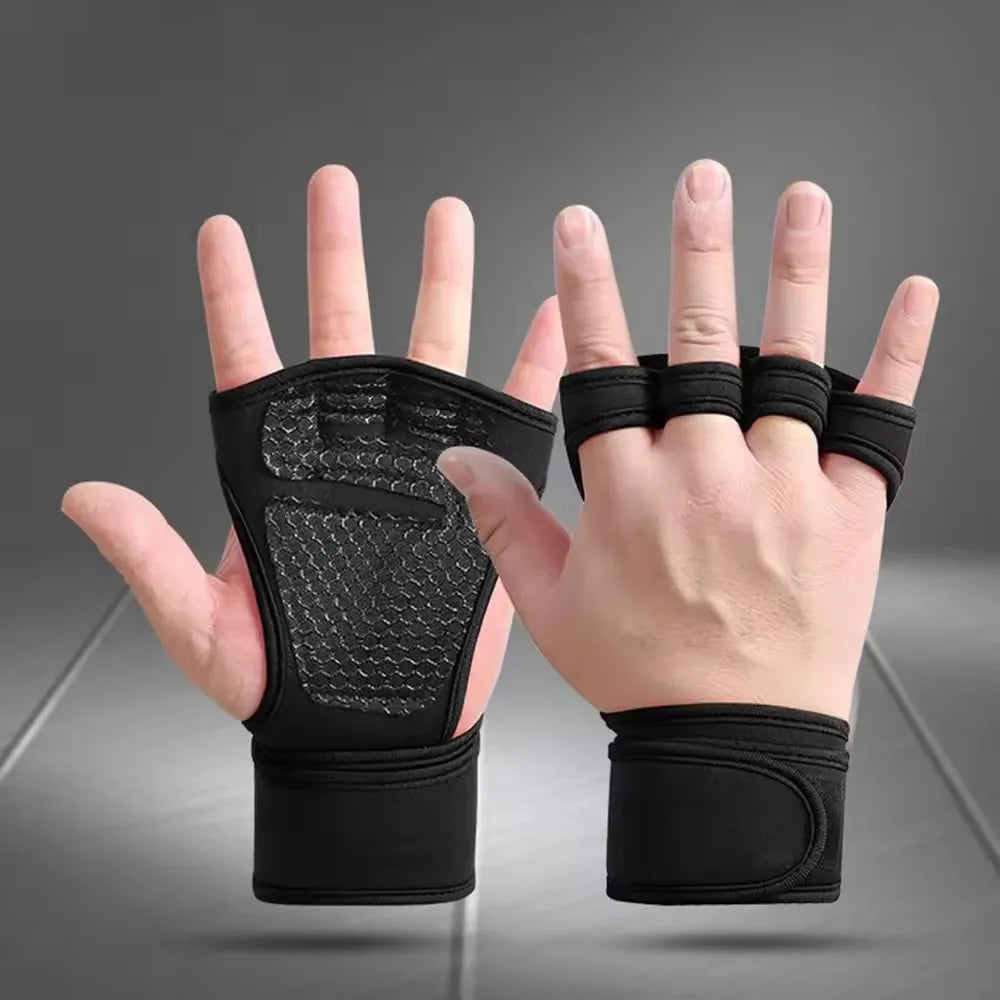 GAFASTWO Half Finger Gym Gloves – Anti-Slip Wrist Support Weightlifting Gloves SWANS Black XL