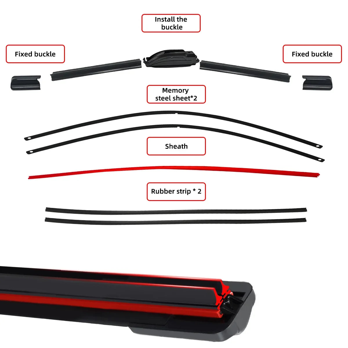 Universal Double Rubber Wiper Blade J/U-Hook – All-Season Windshield Wiper Blade SWANS