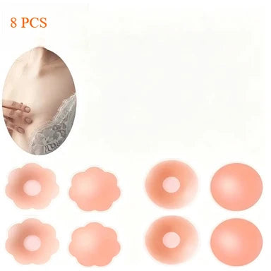 Reusable Silicone Nipple Covers – Invisible Breast Petals 6 Pairs Nipple Cover SWANS 6.5cm 8Pcs-Mix One Size