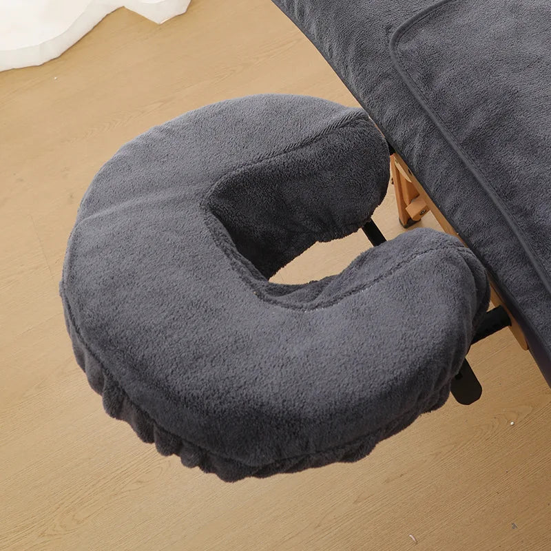 U-Shape Spa Pillow Cover – Washable Face Rest Cradle Pillowcase Spa Pillow Cover SWANS Dark Gray