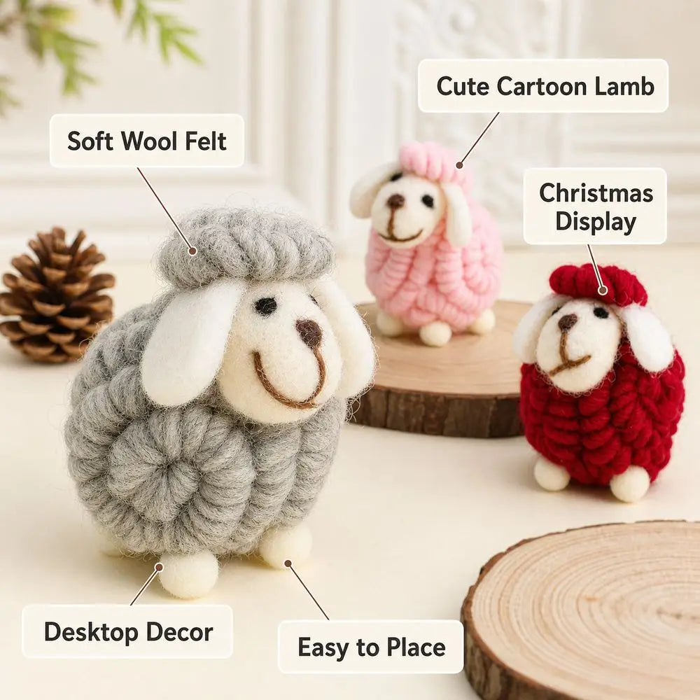 Wool Felt Christmas Sheep Figurine – Nordic Cartoon Decor Christmas Figurine SWANS
