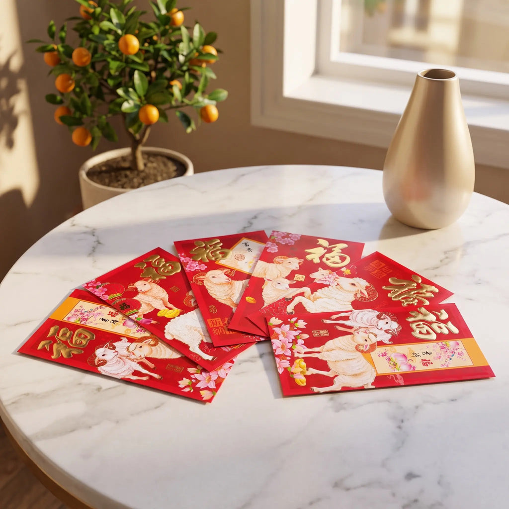 36-Pack Lunar New Year Red Envelopes Sheep Motif Hongbao Set Red Envelopes Set SWANS