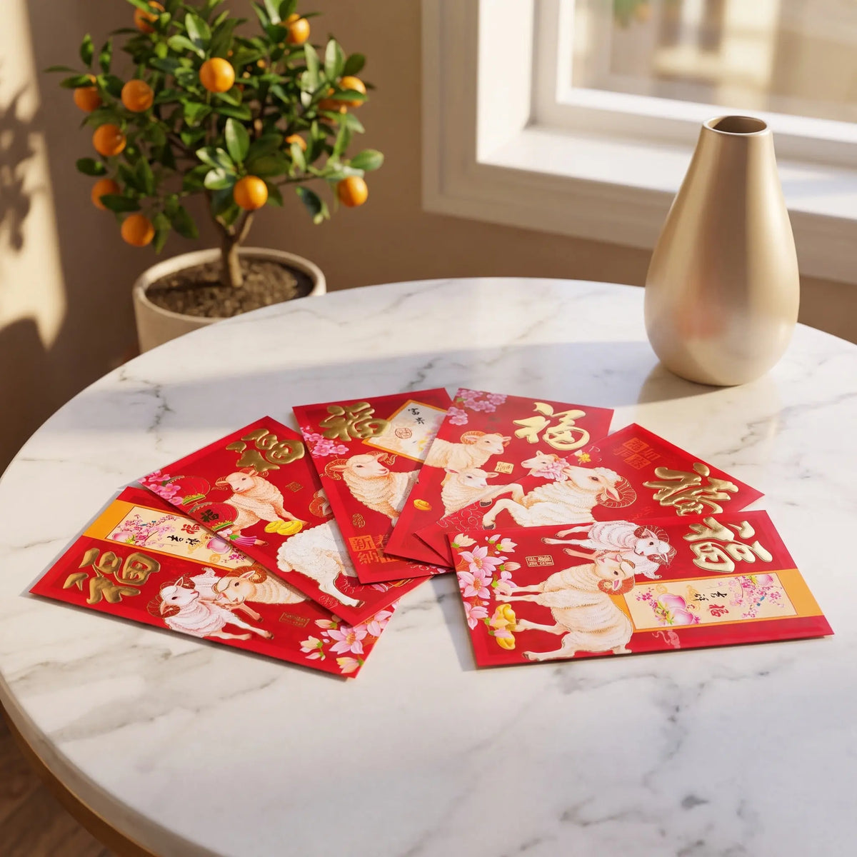 36-Pack Lunar New Year Red Envelopes Sheep Motif Hongbao Set Red Envelopes Set SWANS