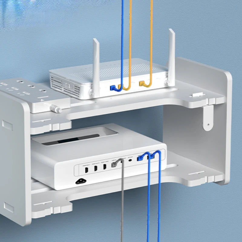 Wall-Mounted WiFi Router Shelf & Cable Box Organizer Wall Shelf Organizer SWANS