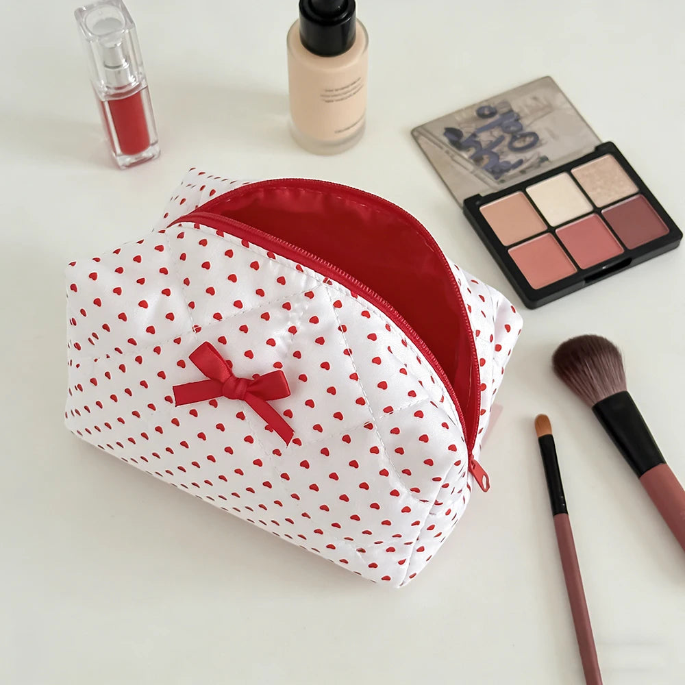 Red Heart Cosmetic Bag – Cute Zipper Makeup Pouch Organizer Makeup Bag SWANS