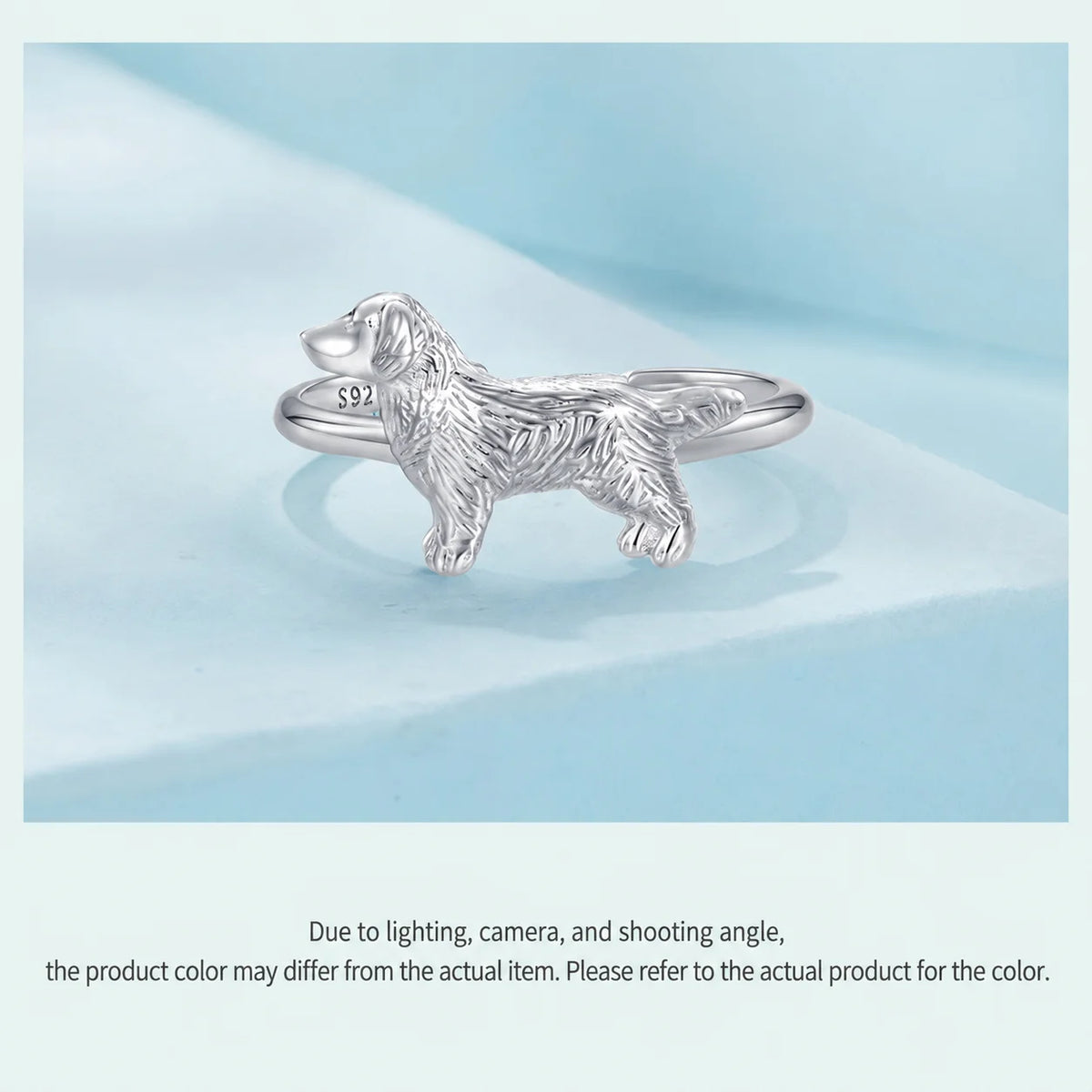 925 Sterling Silver Puppy Open Cuff Ring – Platinum Plated Sterling Silver Ring SWANS