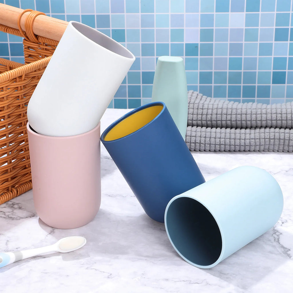 ROSENICE 4-Pack Plastic Bathroom Tumblers – Toothbrush Cups Bathroom Tumbler Set SWANS