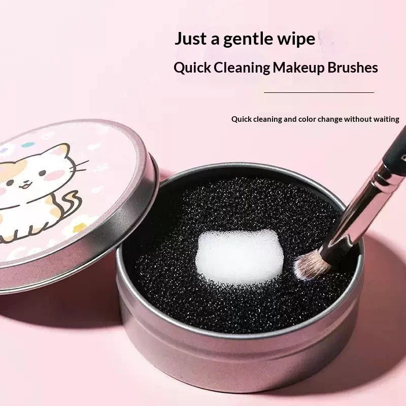 YOVIP Makeup Brush Cleaner Sponge Portable Tin Case Makeup Brush Cleaner SWANS