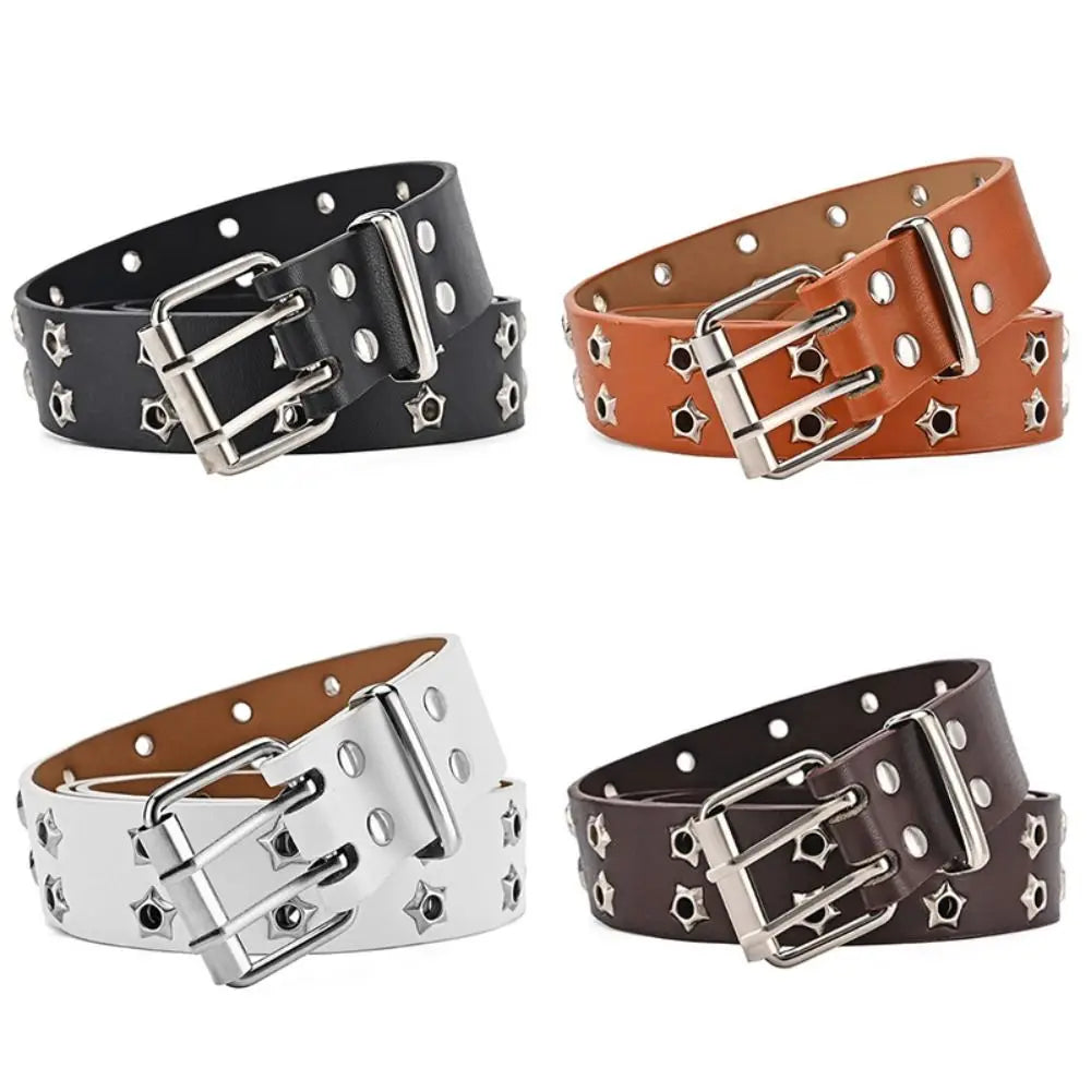 Star Eyelet Rivet Belt – Punk Gothic Unisex PU Leather Rivet Fashion Belt SWANS