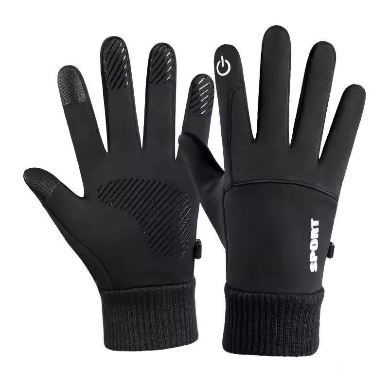 Waterproof Windproof Fleece Cycling Gloves | Touch Screen Winter Sports Gloves SWANS Black M