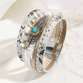 Bohemian Turquoise Crushed Stone Leather Wrap Bracelet Stone Charm Bracelet SWANS White