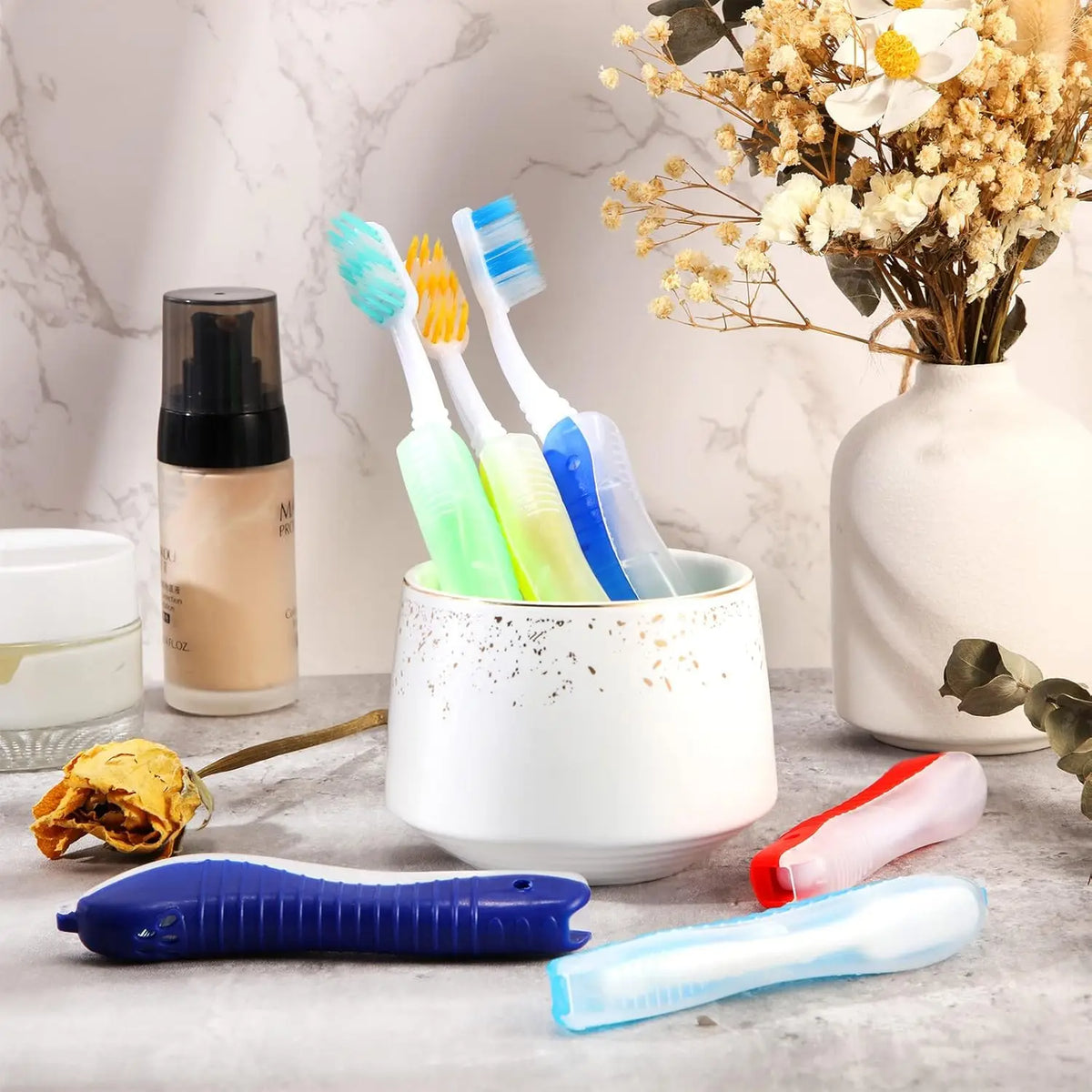 SWANS Travel Folding Toothbrush – Portable Collapsible Cover Travel Toothbrush SWANS